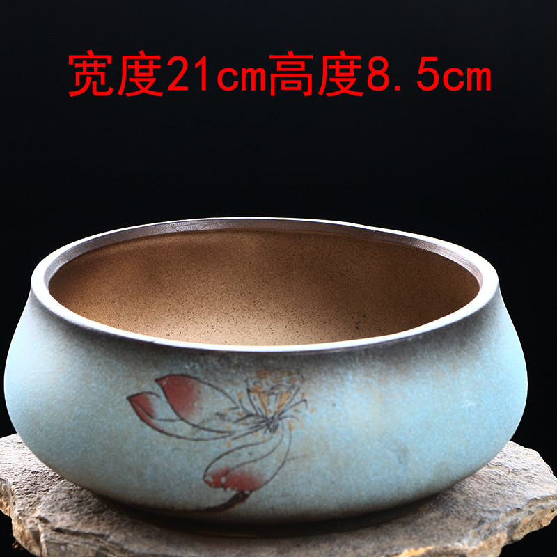 多肉植物花盆大口径拼盘花盆个性创意花盆窑变多肉老桩花盆_2 浅灰色藕花（加大加高）