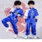 儿童武术服表演服装短袖少儿服装男女童幼儿舞蹈演出服通用套装幼儿园小朋友表演服婴童套装 100cm 蓝色