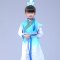 六一儿童演出服汉服男童古装三字经书童女幼儿园小孩表演服装可爱创意萌趣儿童舞台演出服 150cm 蓝色男女同款s头饰s纸简