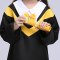 儿童博士服小学生幼儿园博士服学士服演出服博士帽毕业礼服表演服可爱萌趣创意儿童套装 140cm 黄领套装（帽子+毕业证书）