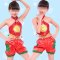 六一儿童演出服幼儿舞蹈服装女童腰鼓少儿幼儿园肚兜服饰表演可爱创意趣味儿童舞台演出服 130cm 红肚兜+红裤子