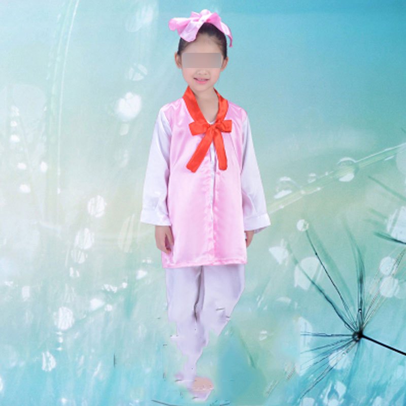 儿童古装汉服弟子规男女书生书童舞蹈表演服饰三字经演出服装可爱简约儿童创意演出服套装 170码 领结粉