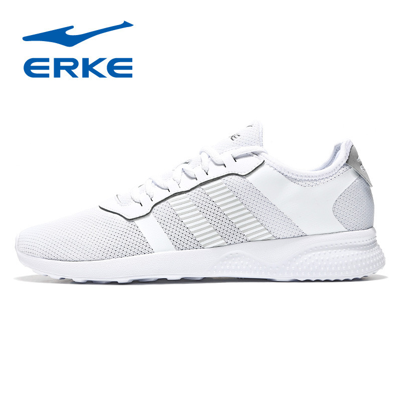 鸿星尔克（erke）2018新款夏季男士透气网面轻便跑步鞋运动鞋51118202093 正白 40码