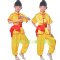 儿童武术表演比赛练功太极功夫服装长短袖男女童少儿衣服中小学生夏季女孩子男孩子练功服套装 100cm 红色长袖