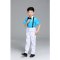 六一儿童演出服装女蓬蓬纱裙幼儿园跳舞蹈小学生合唱表演服男童被太苦套装演出服简约婴童套装 160cm 背带《短裤》蓝色