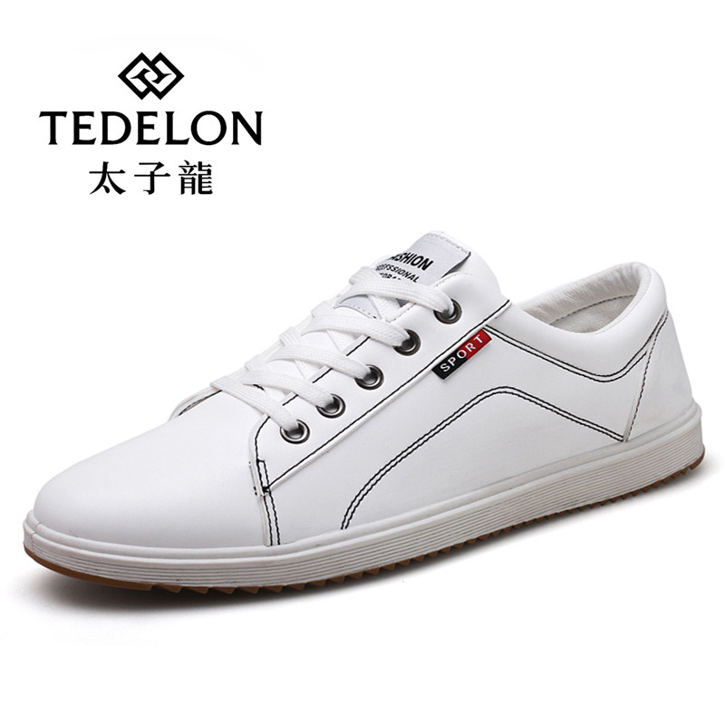 太子龍(TEDELONENERGY)休闲鞋男鞋新品透气休闲板鞋男韩版潮鞋0853 白色 43码