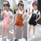 女童背带裤中大童夏季吊带裤韩版儿童夏季短裤小女孩套装简约小清新婴童套装小朋友都啊不休上衣背带裤套装 130码【建议身高120cm】 焦糖色-单背带裤