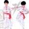 六一儿童武术服演出服短袖男少儿武术操表演服幼儿国学服装套装通用简约小清新婴童套装 120cm 白色短袖