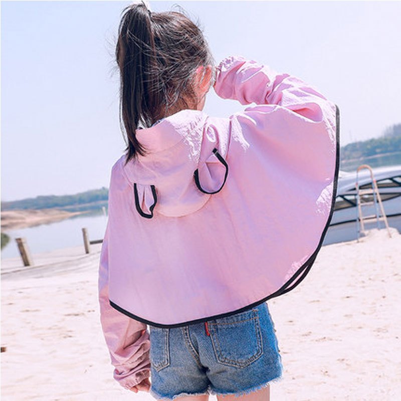 夏季儿童防晒衣2018夏装女童装宝宝母子防晒服衫薄款外套卡通可爱女孩子夏季薄款防晒服 130cm 儿童耳朵款粉紫