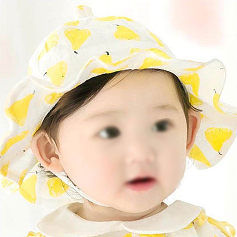 婴儿帽子春夏女宝宝遮阳帽可爱男渔夫帽薄款遮阳女孩帽子简约小清新婴童帽子小孩子帽子 春夏M布-（头围44-50cm）建议6-24个月 香梨黄色