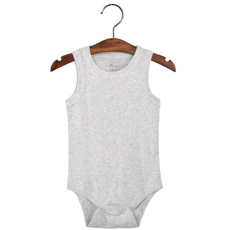 新生儿衣服无袖包屁三角哈衣宝宝夏季薄款爬服婴儿背心连体衣通用儿童家居服简约小清新婴童服装 66cm(9m建议4-8个月身高60-66cm) 02花灰