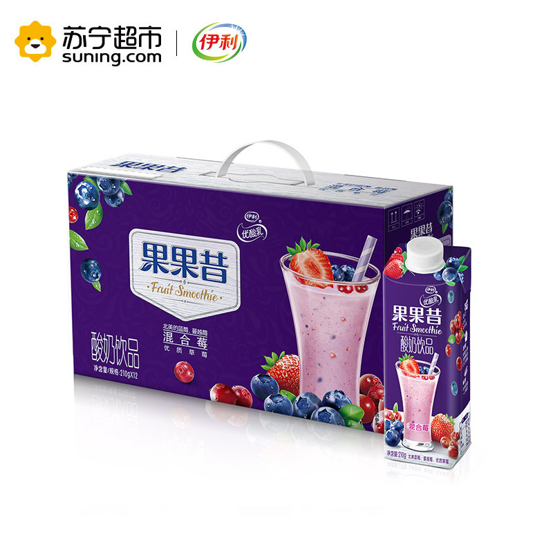 伊利果果昔酸奶饮品混合莓味210g*12