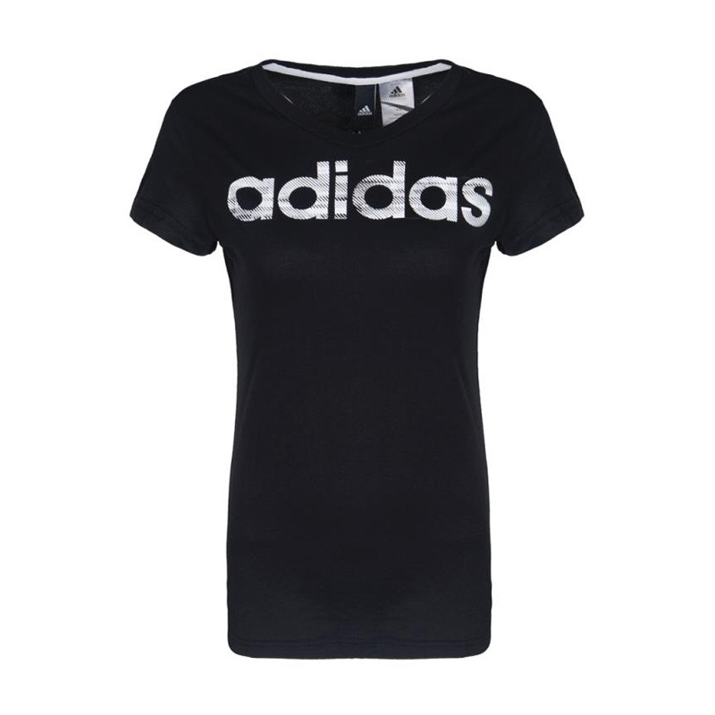 Adidas阿迪达斯女装夏季款运动服休闲耐磨透气圆领短袖T恤BQ9062 L 黑色