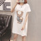 孕妇夏装短袖T恤2018新款卡通孕妇装夏季中长款上衣潮妈打底衫 M 蓝色