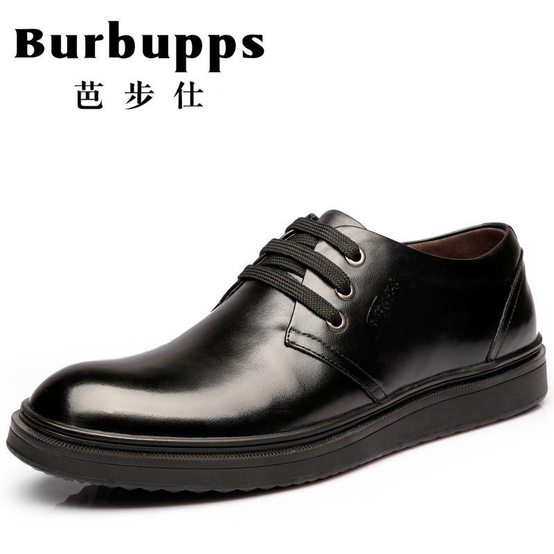 法国品牌芭步仕Burbupps2018新款爆款男士真皮商务系带休闲皮鞋 黑色 37码