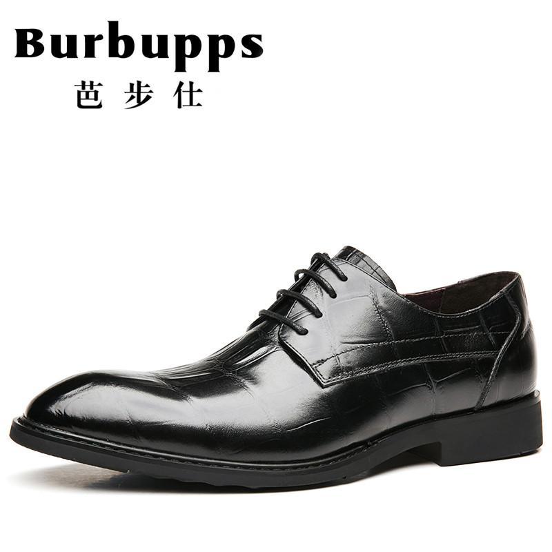 法国品牌芭步仕Burbupps男士新款真皮商务正装时尚皮鞋_1 黑色 37码