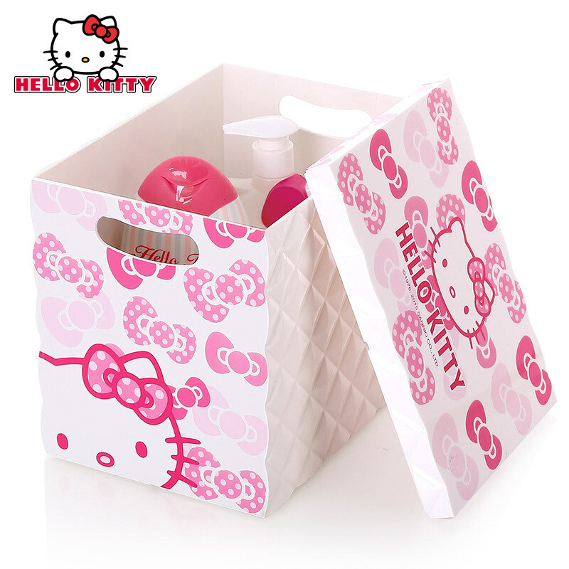 科特豪斯Hellokitty超大号桌面化妆品收纳盒创意桌面整理储物盒_1 白色