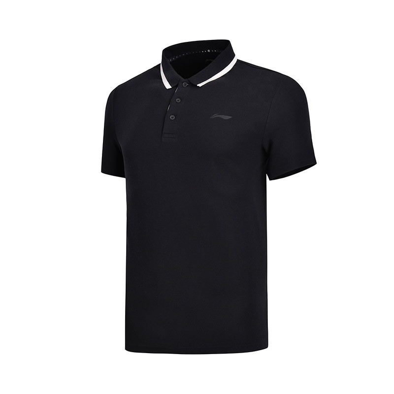 【自营】李宁LINING男子短袖POLO衫棉翻领透气休闲运动服APLN051-5 XXL APLN051-5标准黑