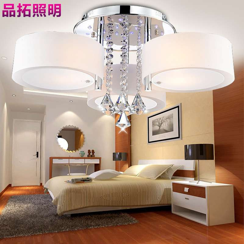 Grevol品拓PINTUOLED吸顶灯水晶灯客厅灯简约现代吸顶灯客厅灯水晶灯卧室灯餐厅灯全屋水晶组合灯具套餐25M2 3头彩光配遥控+暖光