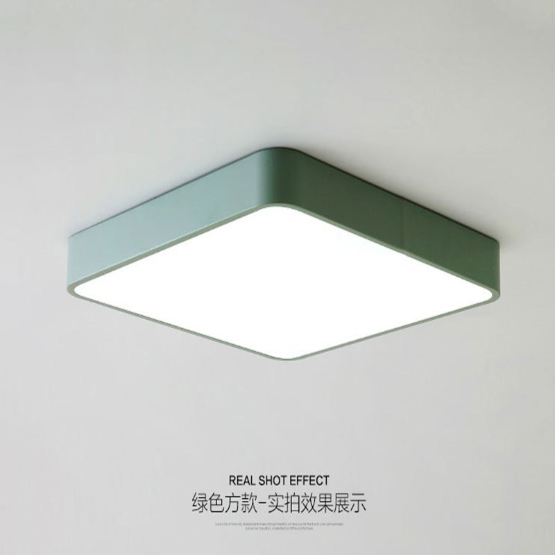 阿库硫斯马卡龙圆形现代简约客厅卧室创意书房阳台led方形套餐组合灯具_1 30*30单色-绿