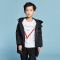 千仞岗2017新品童装羽绒服男贴布大眼睛印花连帽中长款外套229872 140cm 005魔力黑