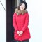 千仞岗2017秋冬新品羽绒服女装连帽貉子毛领修身大码外套219276 160/S 优雅红107