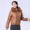千仞岗2017秋冬新品韩版羽绒服女带毛领短款潮流时尚修身外套1708 165/M 111卡其色