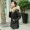 千仞岗秋冬新品中长款女装羽绒服修身显瘦连帽大毛领外套20151 170/L 黑色005