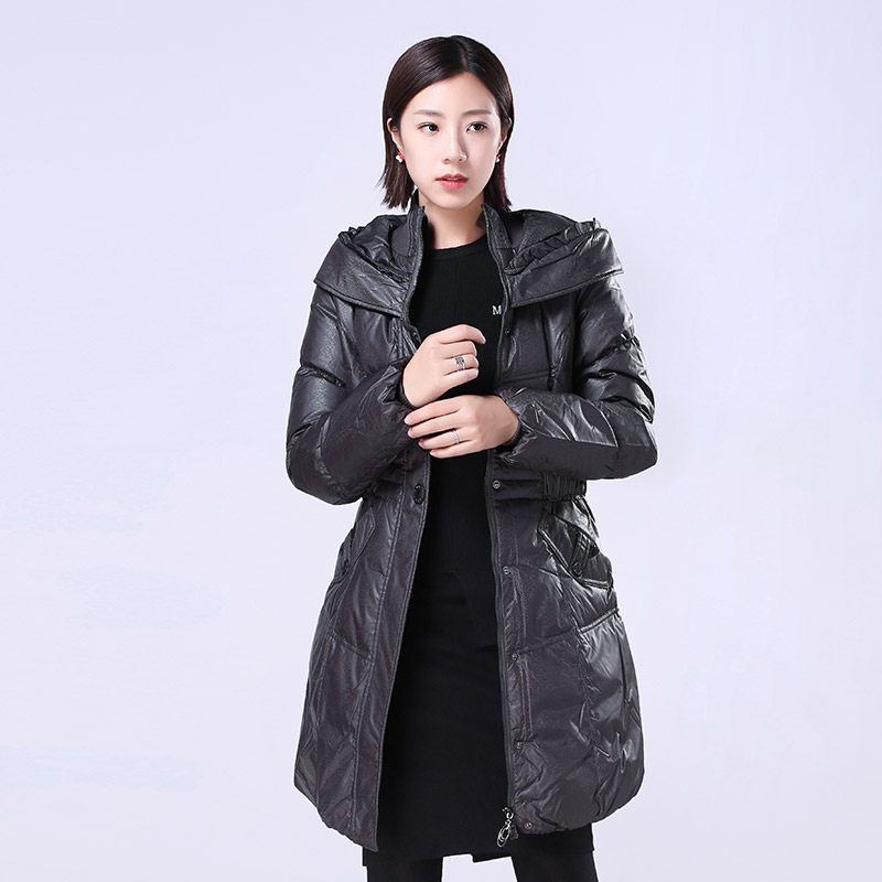 千仞岗品牌清仓女式长款羽绒服中老年妈妈装时尚韩版修身显瘦 170/L 026灰色