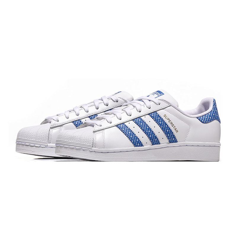 adidas阿迪达斯三叶草中性情侣款SUPERSTAR休闲运动板鞋AC8574 AC8574亮白+亮蓝 41码
