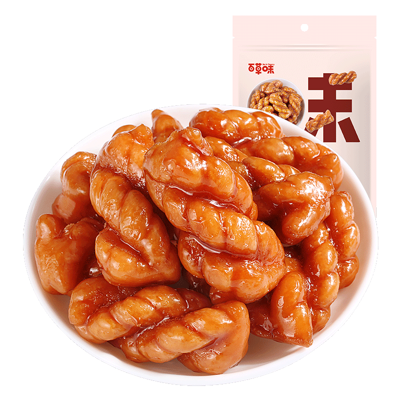 满减 百草味-红糖麻花120g 小麻花义乌特产手工麻花小辫小吃零食