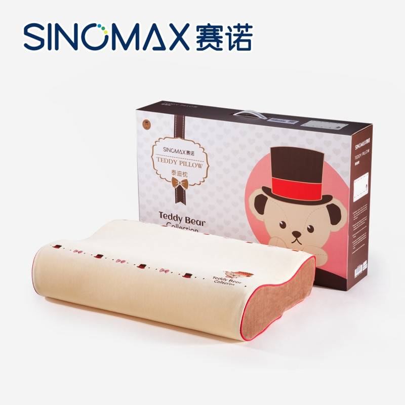 SINOMAX赛诺正版泰迪熊卡通慢回弹记忆棉枕头枕芯专柜同款成人枕_1 默认尺寸 泰迪枕（大尺寸）