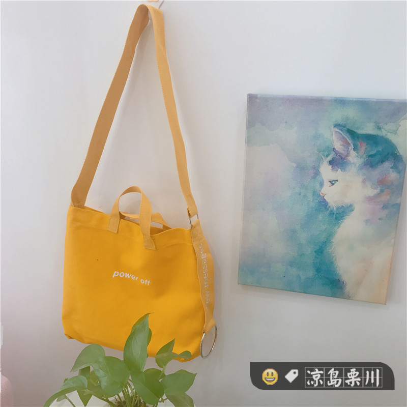 日系原宿复古港风软妹斜挎包韩国帆布包学生单肩包女包包ulzzang_8 黄色