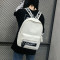 书包女双肩包女韩版学院风高中学生百搭字母校园帆布个性背包_2 白色【黑布贴白字母】
