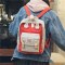 书包女韩版原宿简约高中校园学生小清新防水双肩包ins手提背包_1 米灰+橘红【小号】