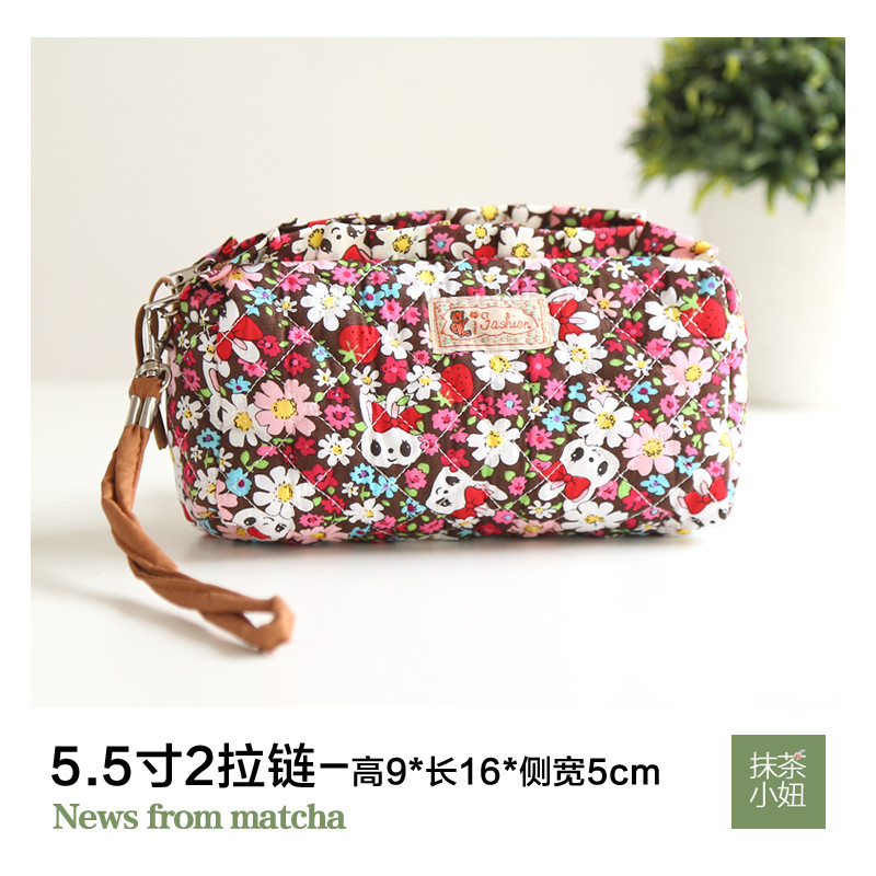 5.5寸大屏零钱包苹果iphone67splus夏韩版女式多功能布艺手机包 咖啡色咖底小白兔荷2拉