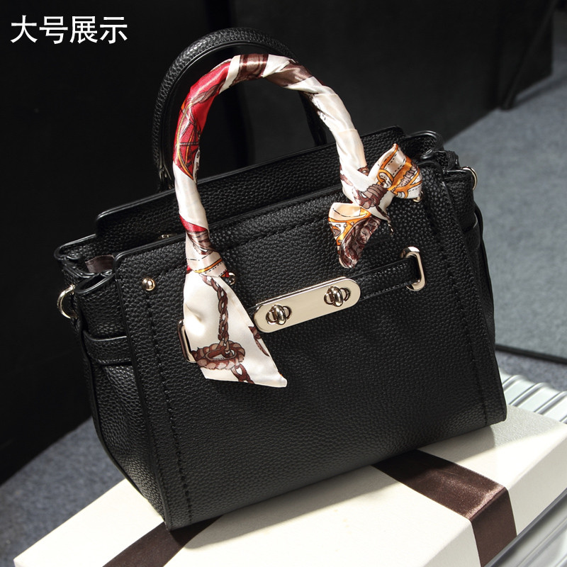 包包女手提铂金包2018春季新款潮百搭单肩斜挎包女士红色结婚新娘_10 黑色大号新款现货
