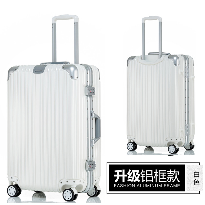 铝框拉杆箱万向轮24行李箱学生密码箱26旅行箱20寸登机箱箱子男女_9 24寸（金属防撞包角） 升级铝框-白色