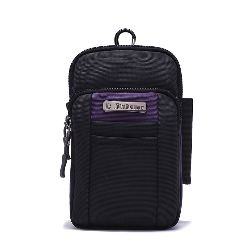 6.5寸多功能手机包男穿皮带腰包户外休闲小挂包迷你斜挎零钱女包_10 紫色黑色配紫色