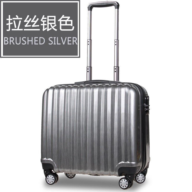 袋鼠万向轮拉杆箱PC登机箱14寸寸旅行箱男女行李箱玫瑰金防刮 14寸 银拉丝