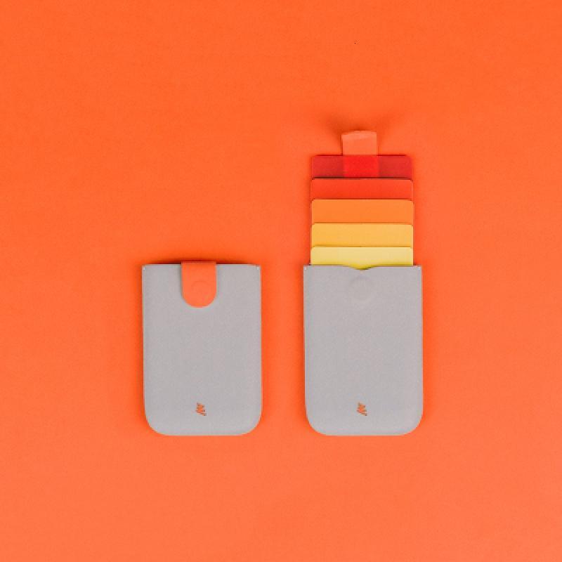 新款DAX抽拉卡包随身卡包男士迷你多卡位简约便携超薄银行卡套_1_5 二代纤维布/灰橙