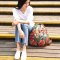 阎双女包双肩背包旅行包女帆布布艺复古风学生书包学院风2093_6 透明莲藕亚麻