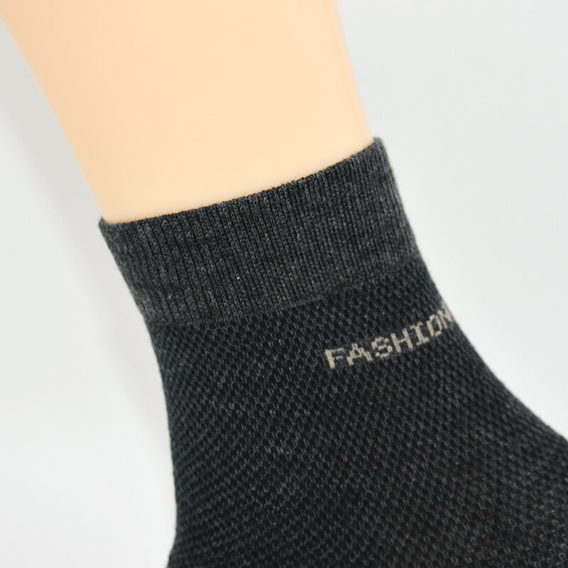 浪莎袜子男春秋季中筒男袜新品纯棉网眼商务男袜 均码 黑色1深灰1