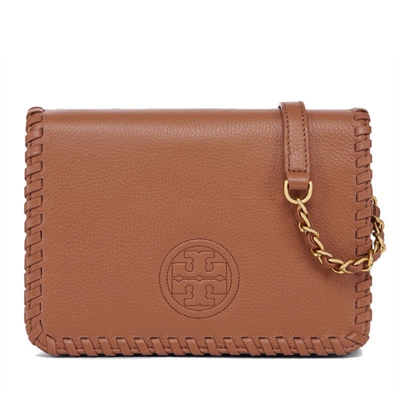 Tory Burch 托里伯奇香港直邮 TB女包硬·欧美时尚牛皮小号编织链条包 单肩吧 女斜挎包51159762 棕色
