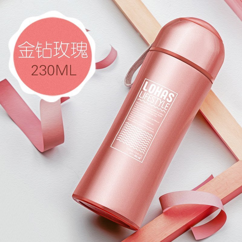 物生物(RELEA)COCO保温杯+男女士过滤茶杯便携不锈钢真空创意直身水杯子 金钻玫瑰