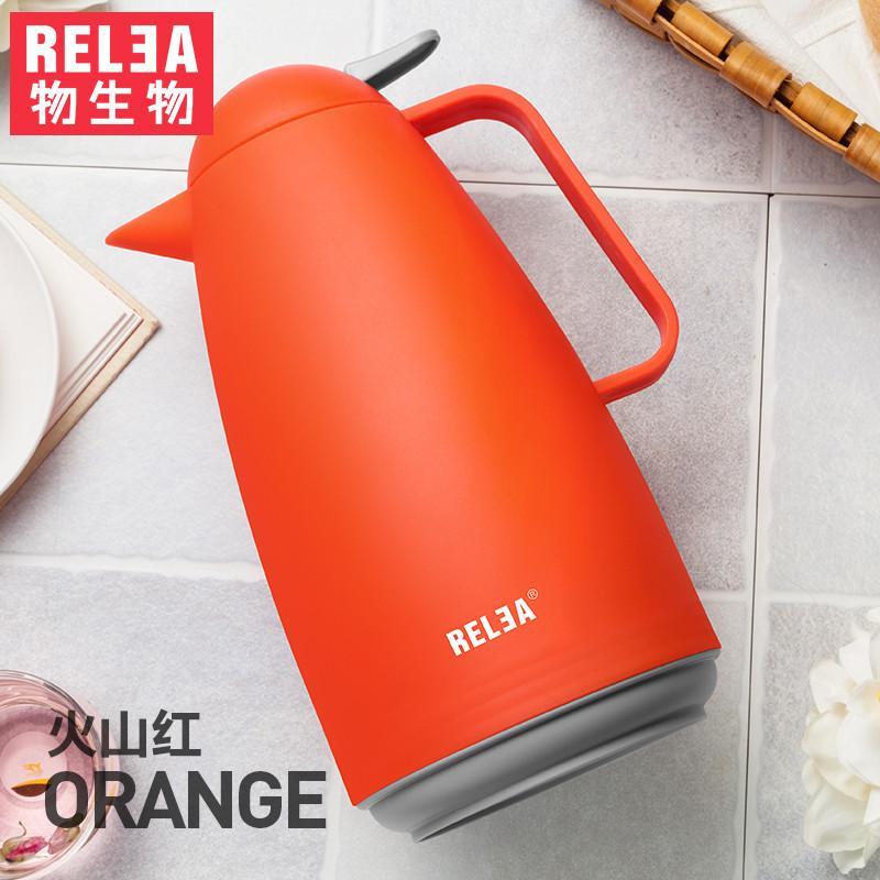 物生物(RELEA)清韵保温壶玻璃内胆家用保温茶壶保温水壶大容量热水保温瓶._0 红色