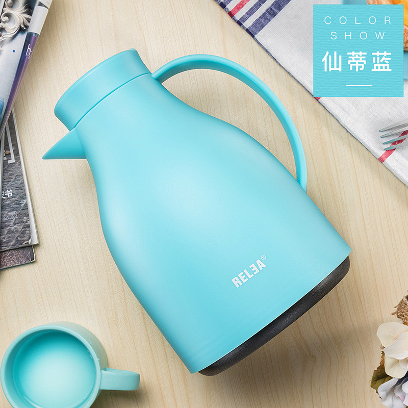 物生物(RELEA)荧彩家居保温壶玻璃内胆家用暖壶水壶大容量暖热水瓶1.5L 慕沙1400ml-蓝色
