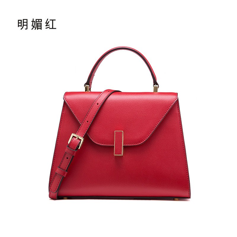拉菲斯汀2018新款韩版凯莉包百搭时尚手提包单肩包斜挎包女包包潮 明媚红