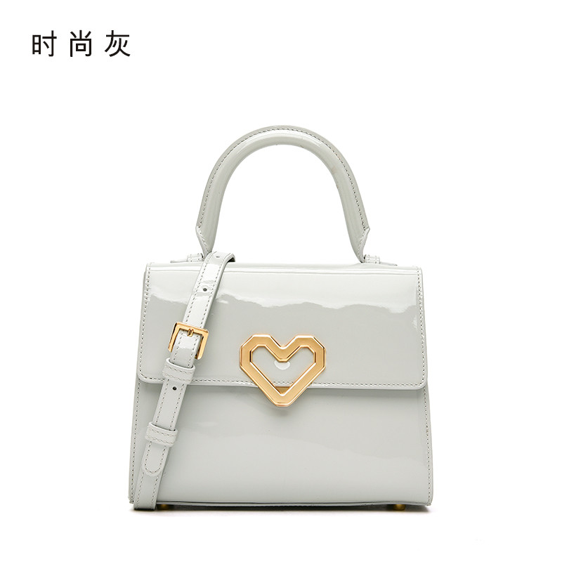 拉菲斯汀2018新款包包女心形锁扣手提包斜挎包小包单肩包小清新女 时尚灰