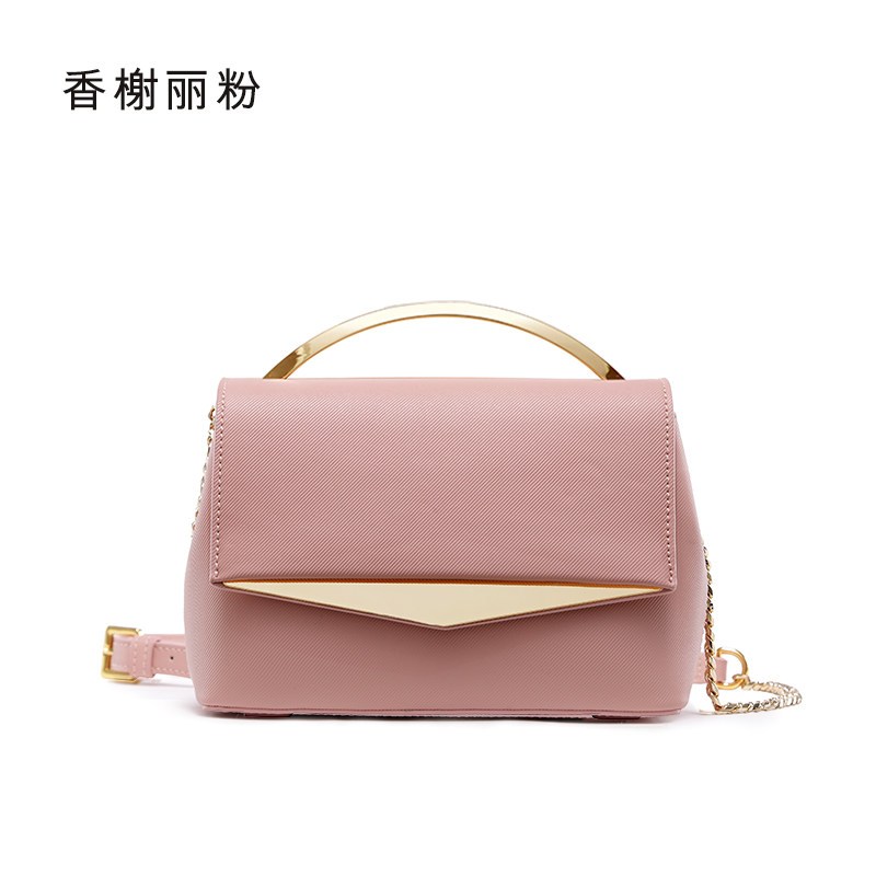 拉菲斯汀复古小包包女2018新款韩版链条斜挎包名媛时尚大气小方包 香榭丽粉